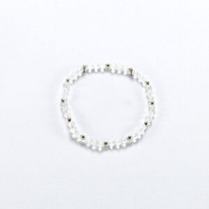 pulsera de cuarzo transparente con bolitas