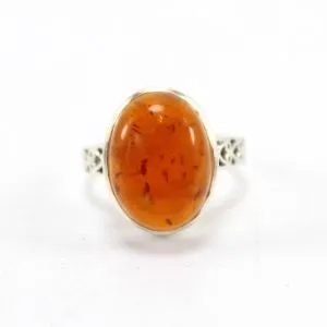 anillo plata con piedra ámbar