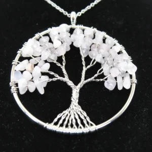 árbol de la vida con cuarzo rosa fondo