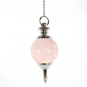 péndulo cuarzo rosa punta metal