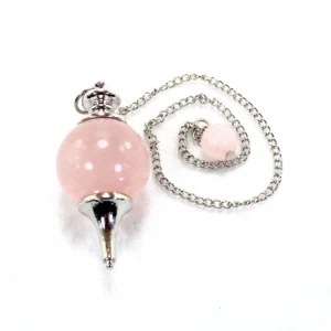 péndulo cuarzo rosa punta metal