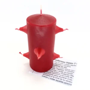 velón de 7 mechas rojo con instrucciones