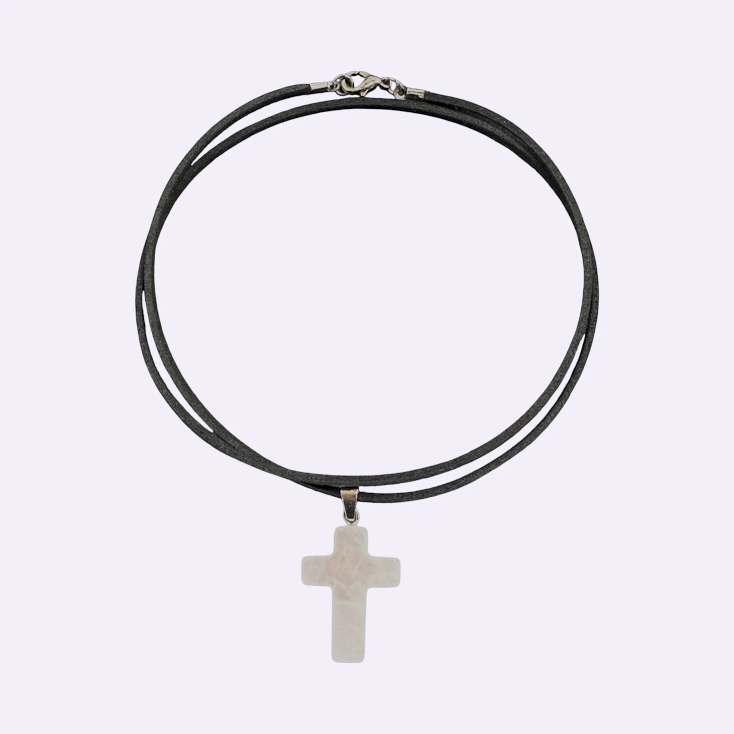 colgante cruz cuarzo rosa