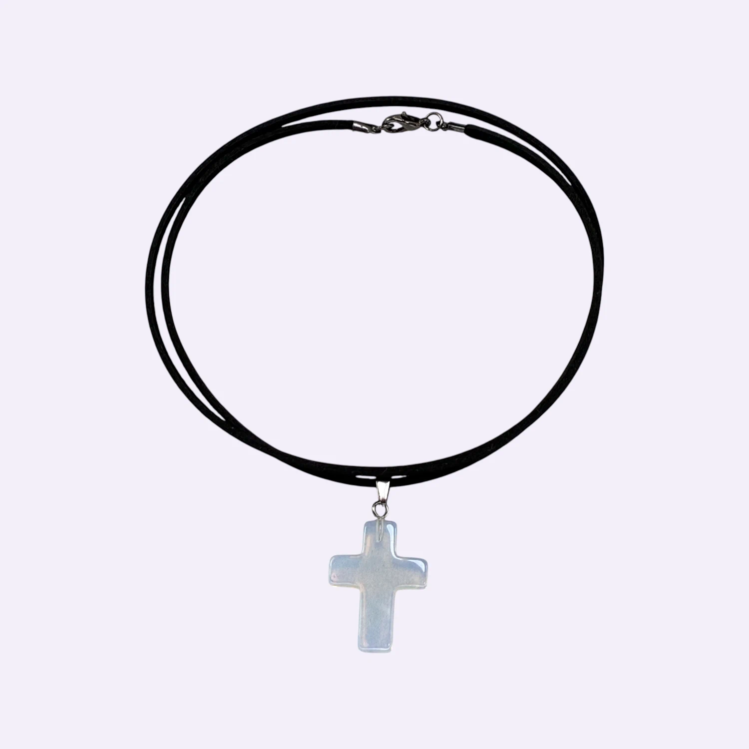 colgante cruz de opalina