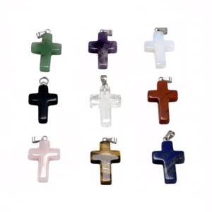 colgantes cruces de piedras semipreciosas