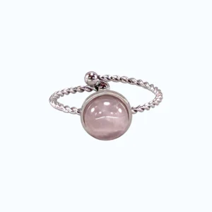 anillo con cuarzo rosa ajustable