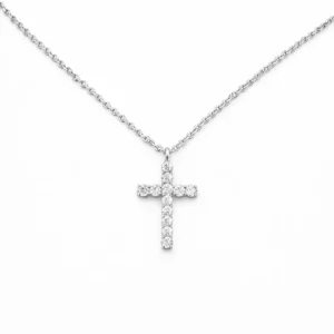 colgante cruz de acero y brillantes