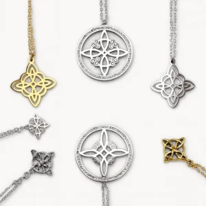 colgantes nudo de brujas de acero