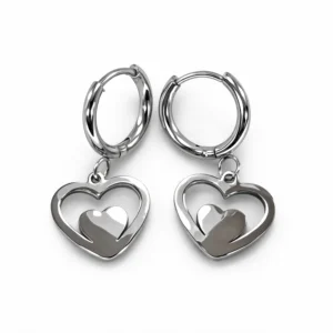 pendientes de aro y doble corazón