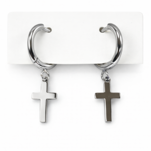 pendientes de aro y cruz