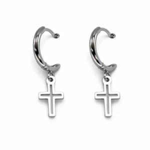 pendientes de aro y cruz calada