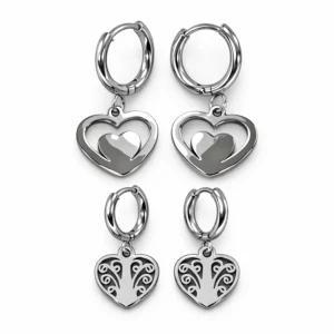 pendientes de corazón de acero