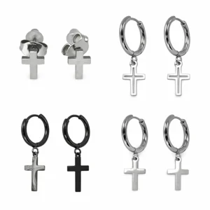 pendientes de cruz de acero