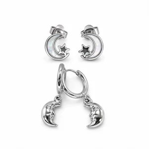 pendientes de luna en acero