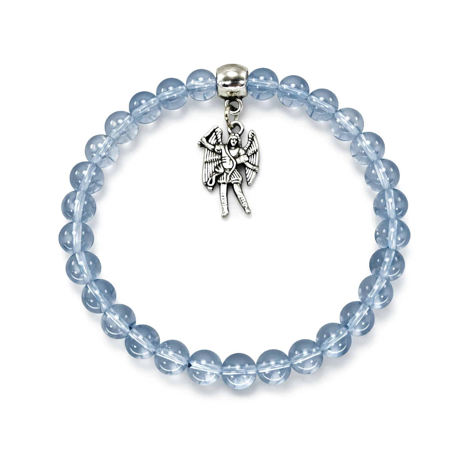 pulsera cuarzo azul 6mm con San Miguel