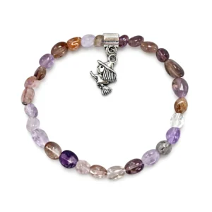 pulsera cuarzo fantasma pepitas con charm