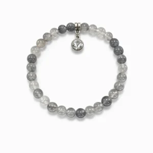 pulsera cuarzo gris charm brillante 6mm