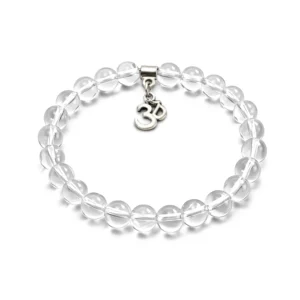 pulsera de cuarzo transparente 6mm con ohm