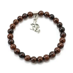 pulsera elástica de obsidiana caoba con charm