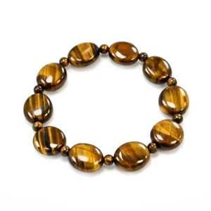 pulsera elástica de ojo tigre de cuentas lenteja