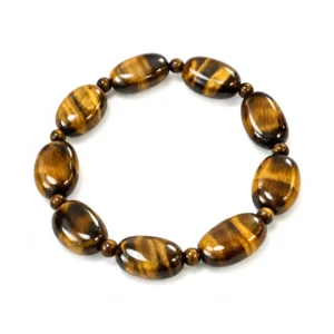 pulsera elástica de ojo tigre de cuentas ovales