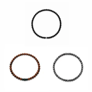 pulseras elásticas de obsidiana hombre