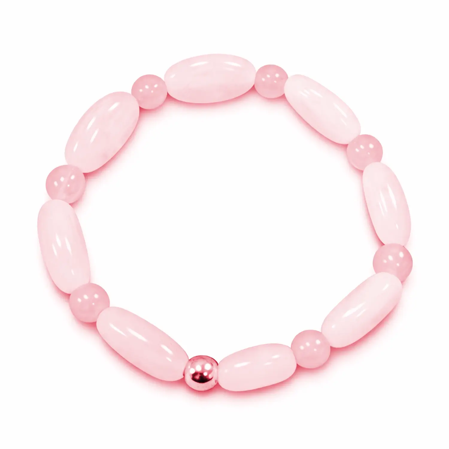 pulsera cuarzo rosa cuentas con bolas