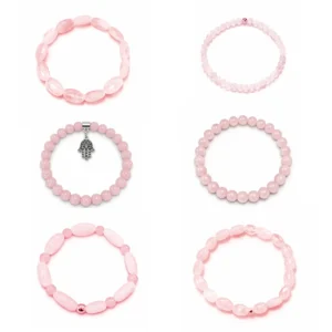 pulseras elásticas de cuarzo rosa