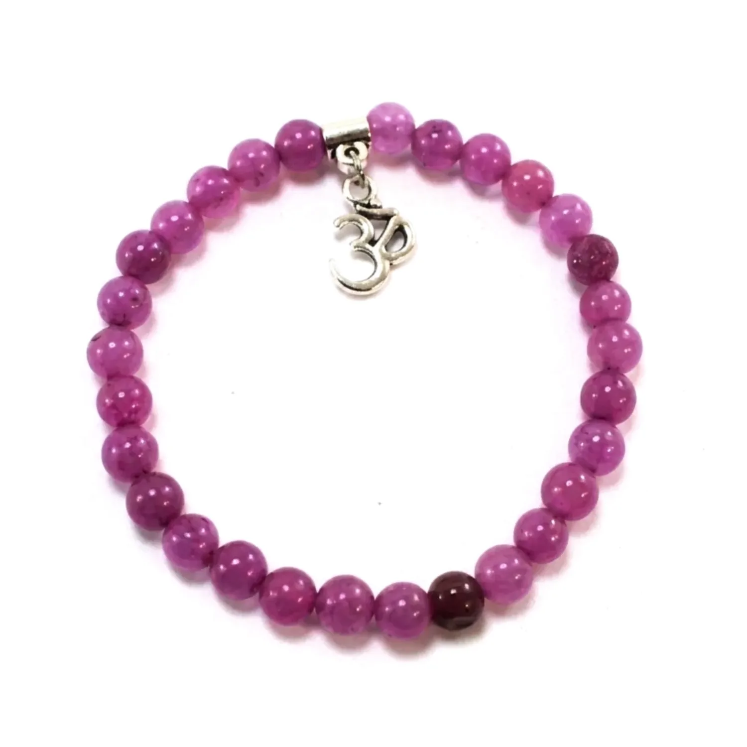 Pulsera elástica de ágata fucsia