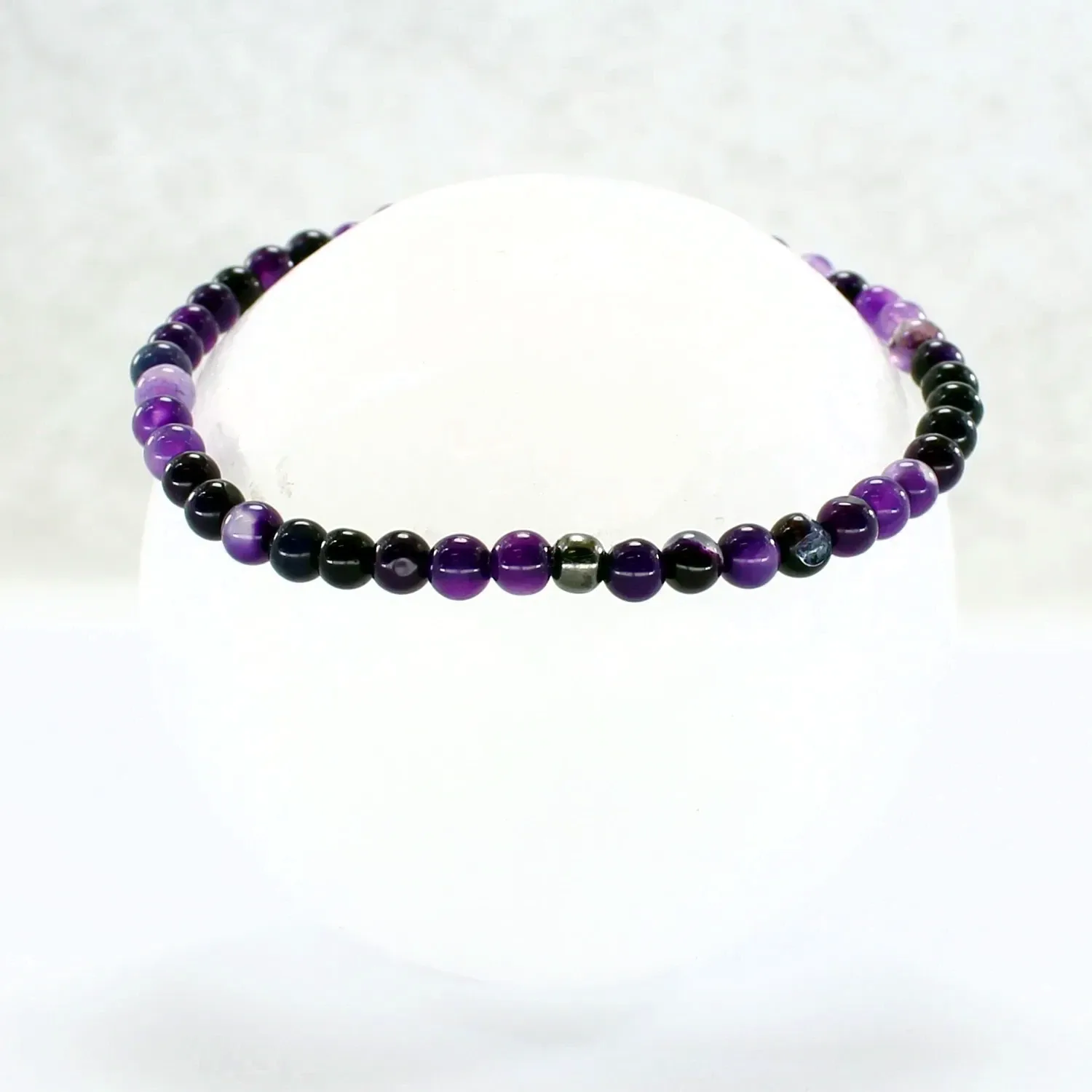Pulsera elástica de ágata morada 4mm