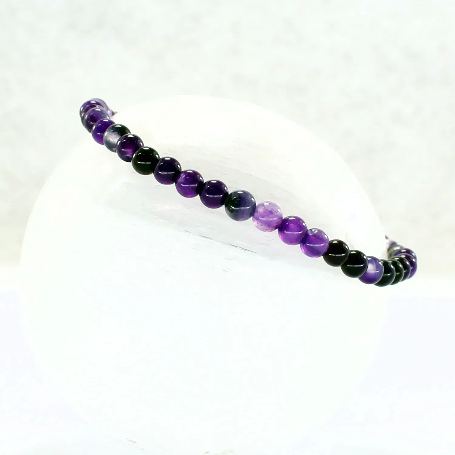Pulsera elástica de ágata morada 4mm