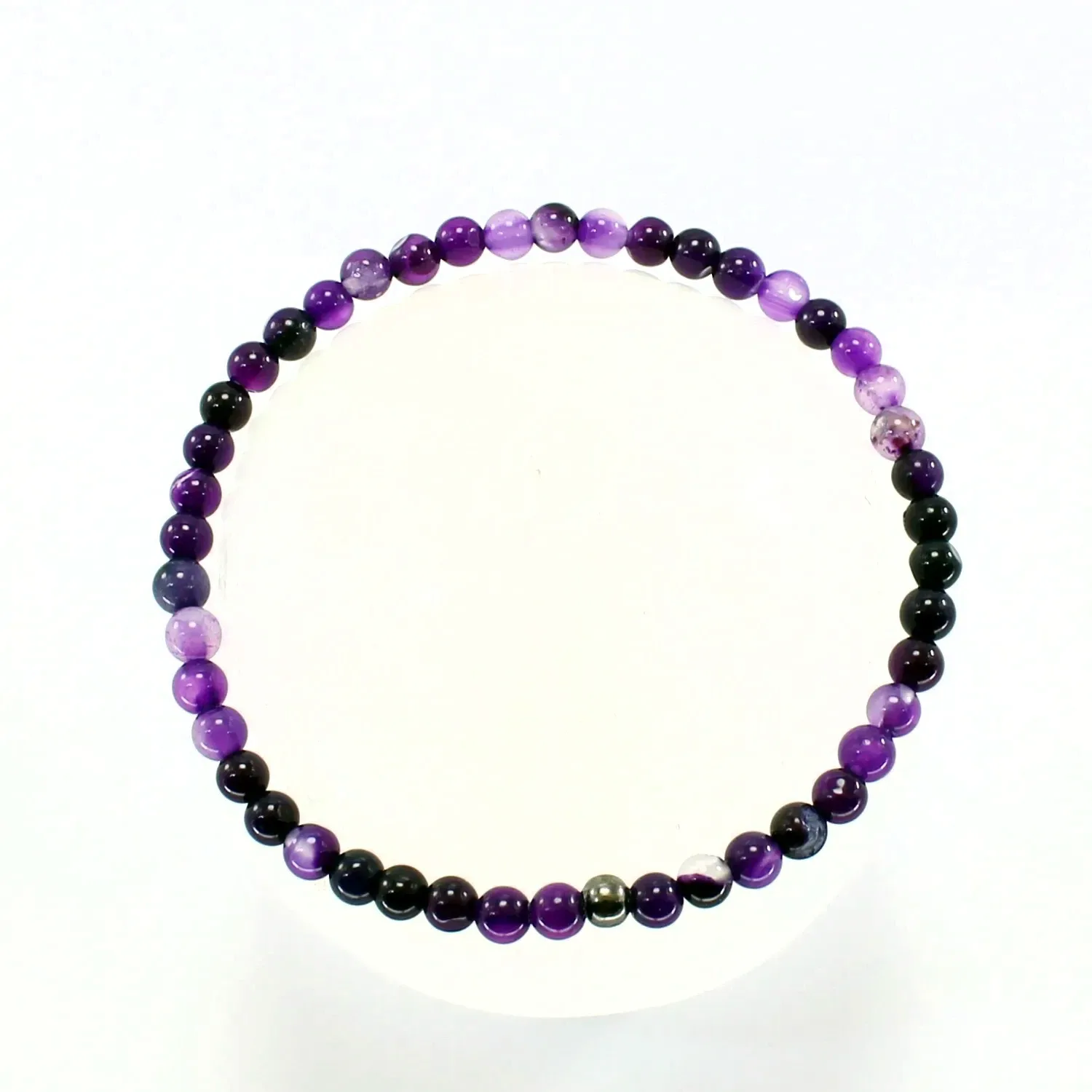 Pulsera elástica de ágata morada 4mm