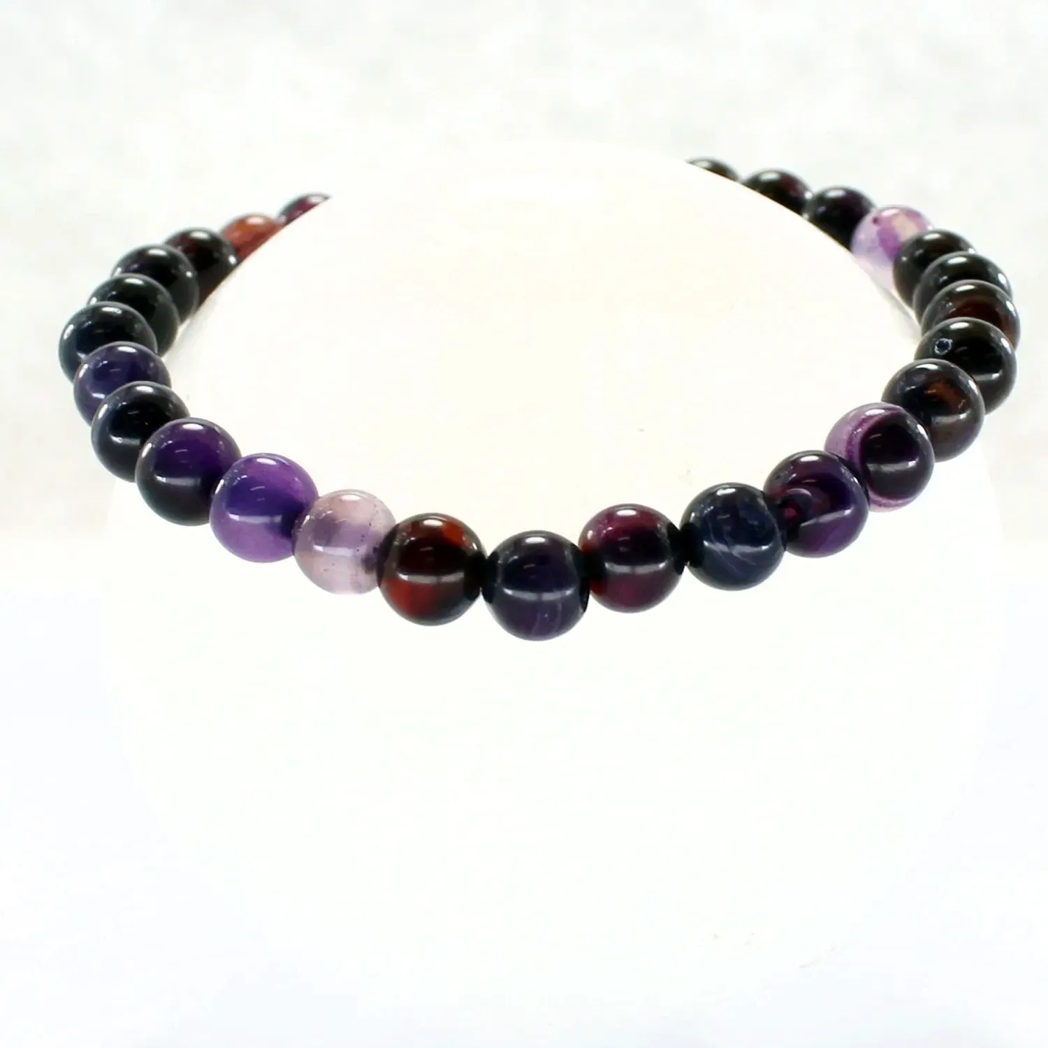 Pulsera elástica de ágata morada 6mm