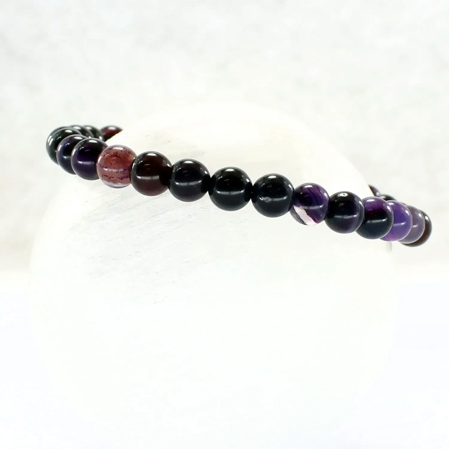 Pulsera elástica de ágata morada 6mm