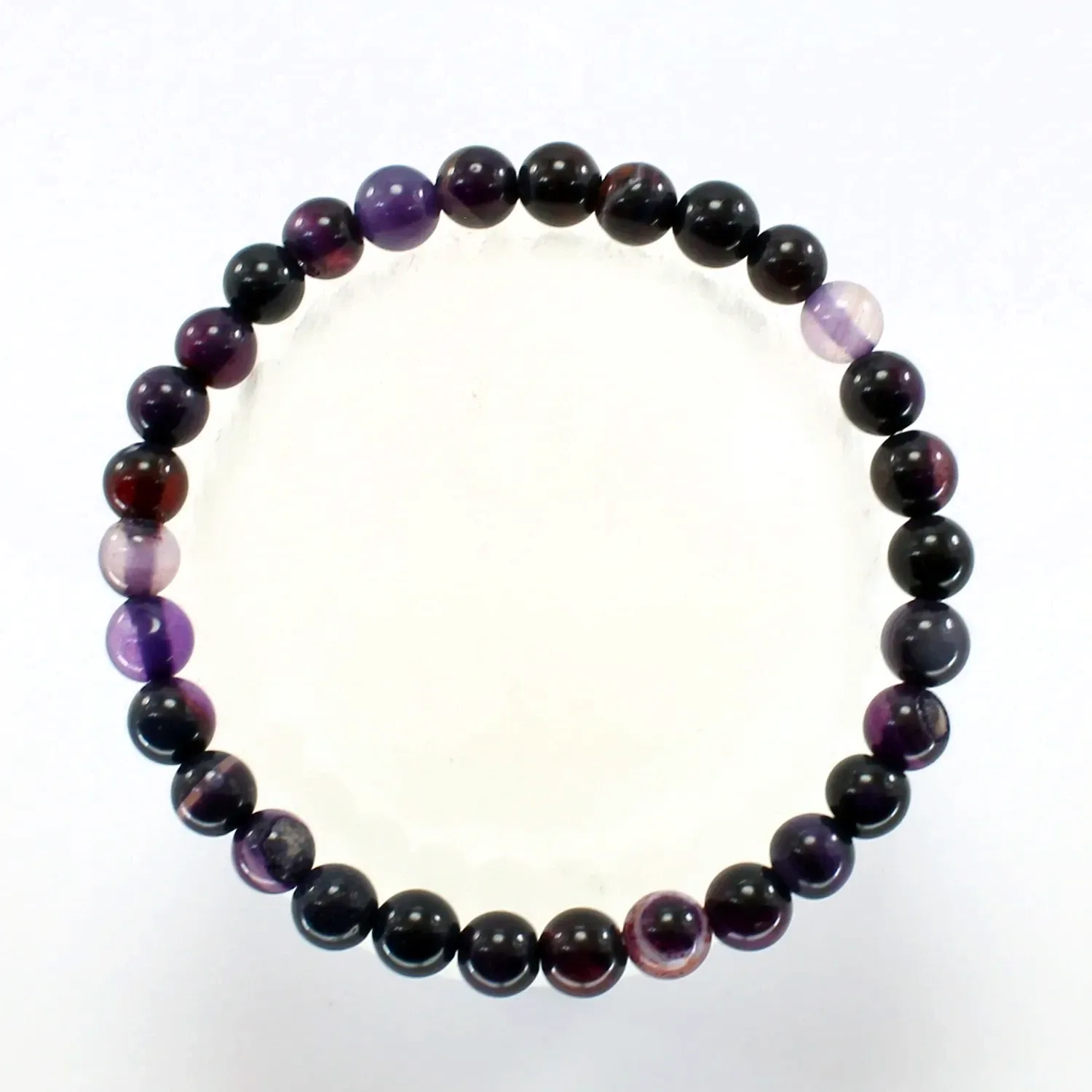 Pulsera elástica de ágata morada 6mm
