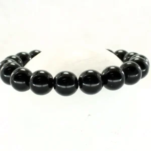 Pulsera elástica de ágata negra 10mm