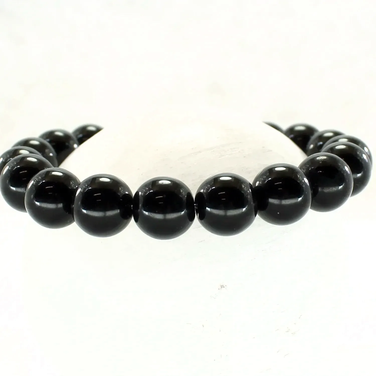 Pulsera elástica de ágata negra 10mm