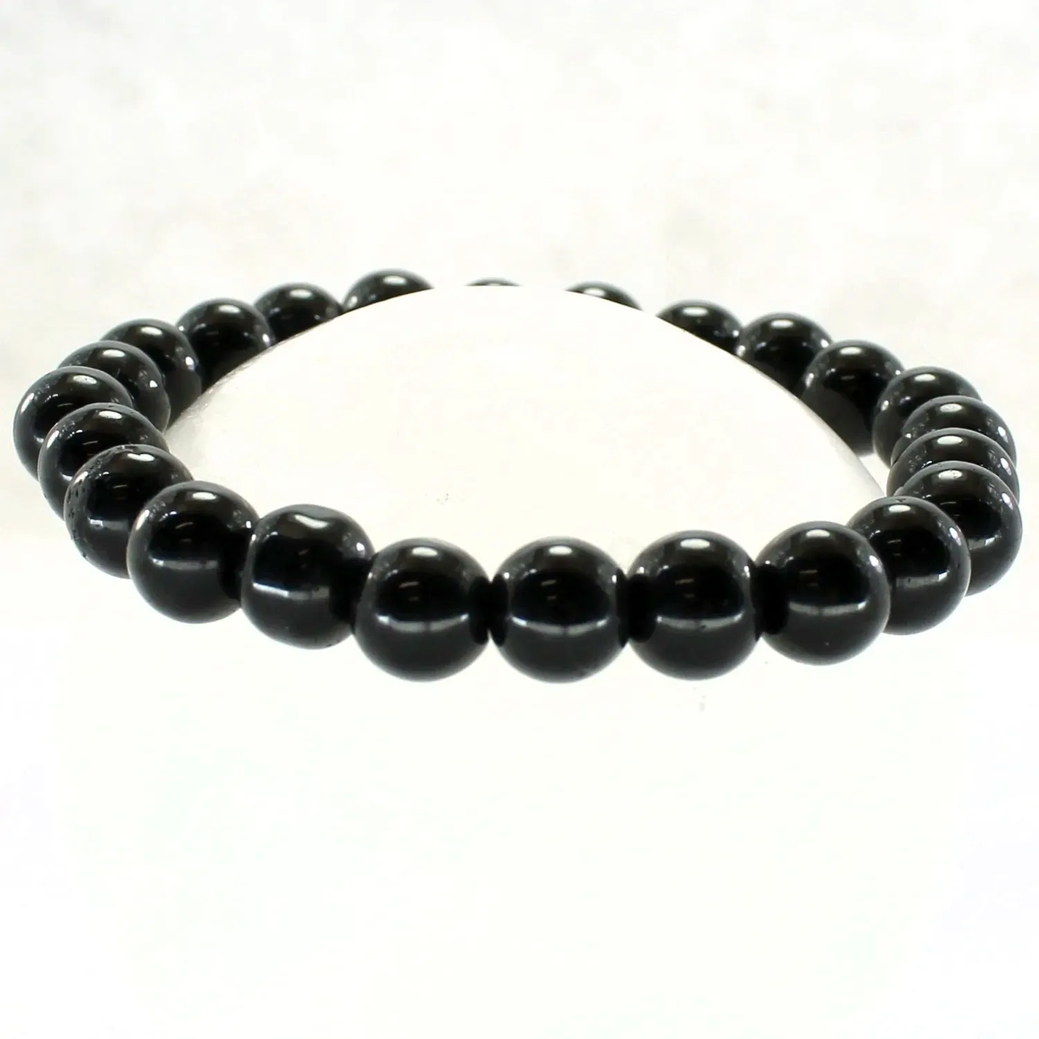 Pulsera elástica de ágata negra 8mm