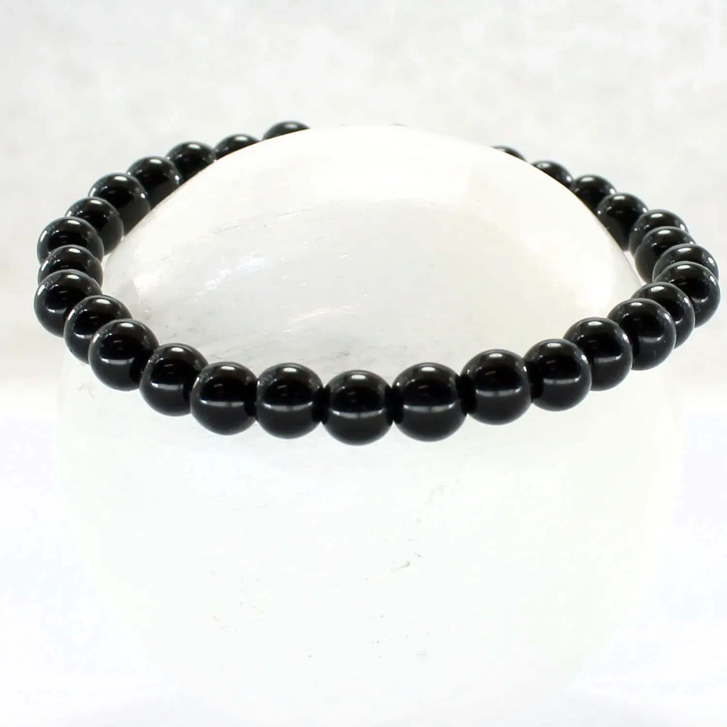 Pulsera elástica de ágata negra