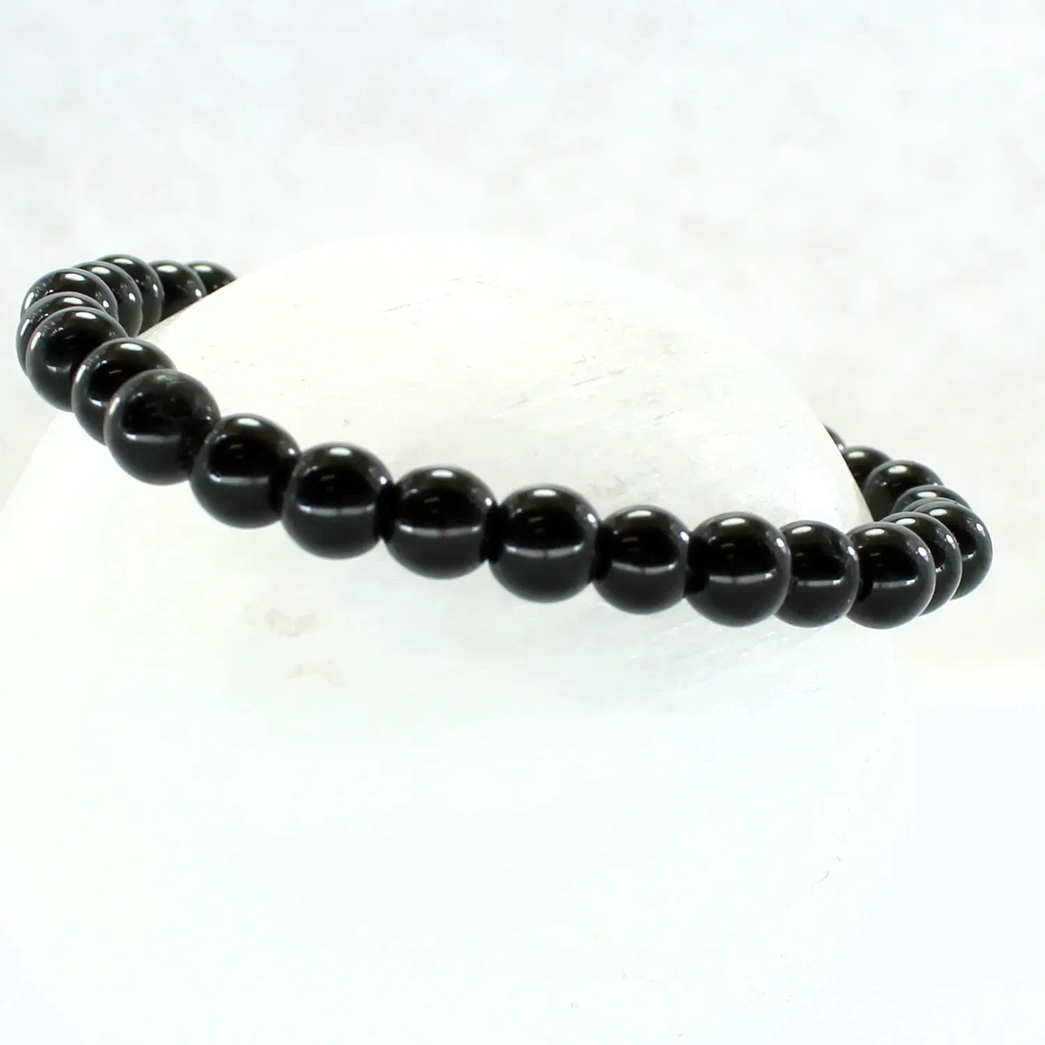 Pulsera elástica de ágata negra