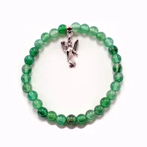Pulsera ágata verde con san Rafael