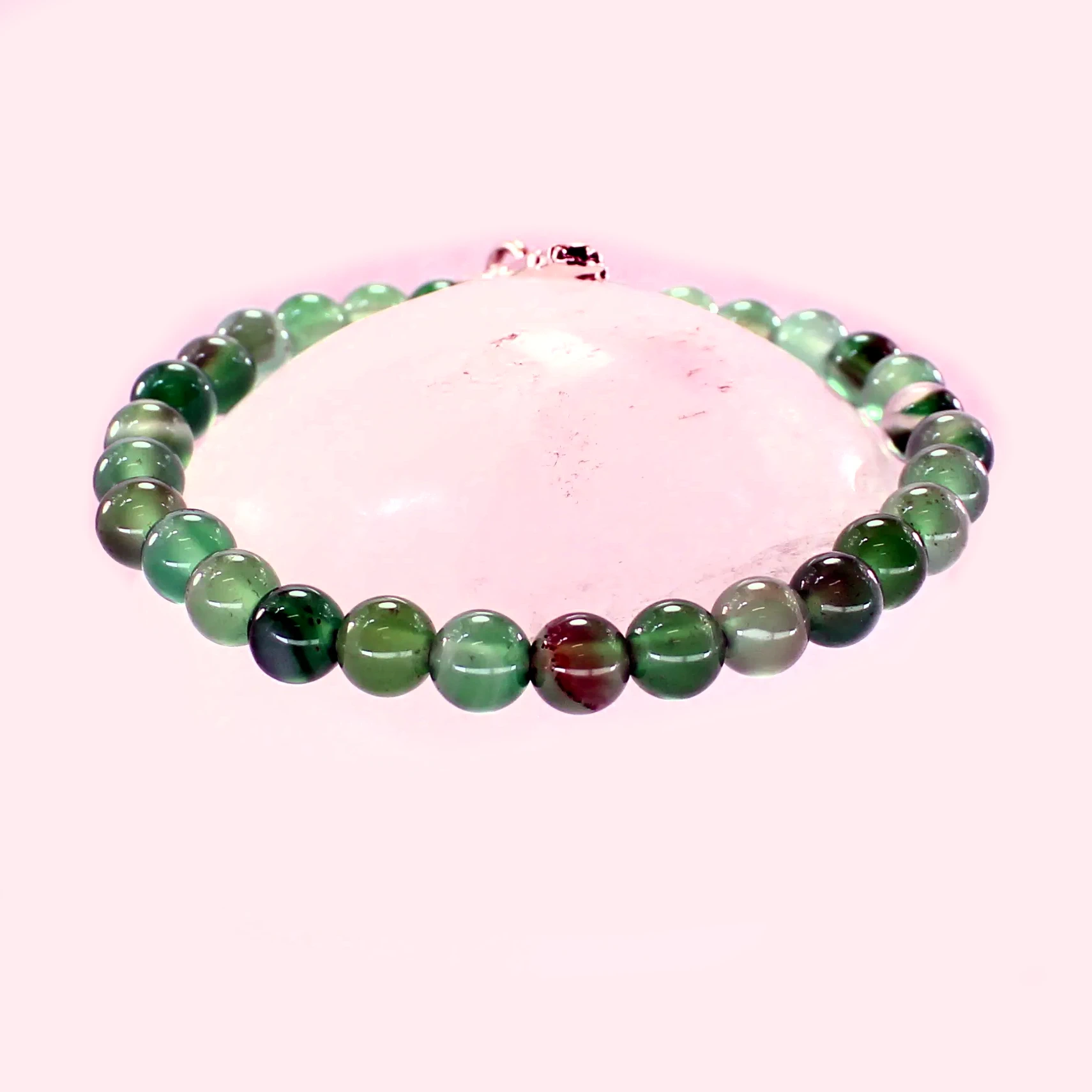 Pulsera ágata verde con san Rafael