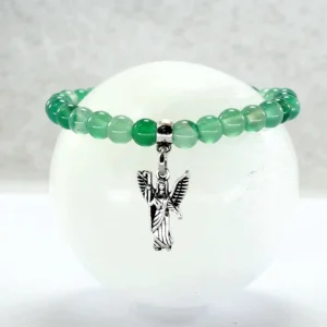 Pulsera ágata verde con san Rafael