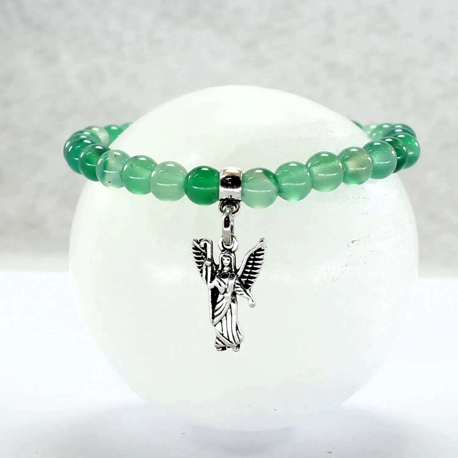 Pulsera ágata verde con san Rafael