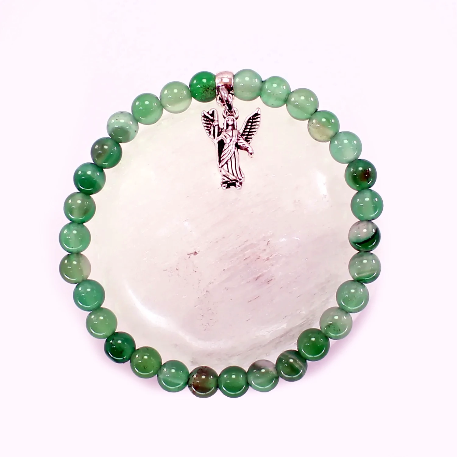 Pulsera ágata verde con san Rafael