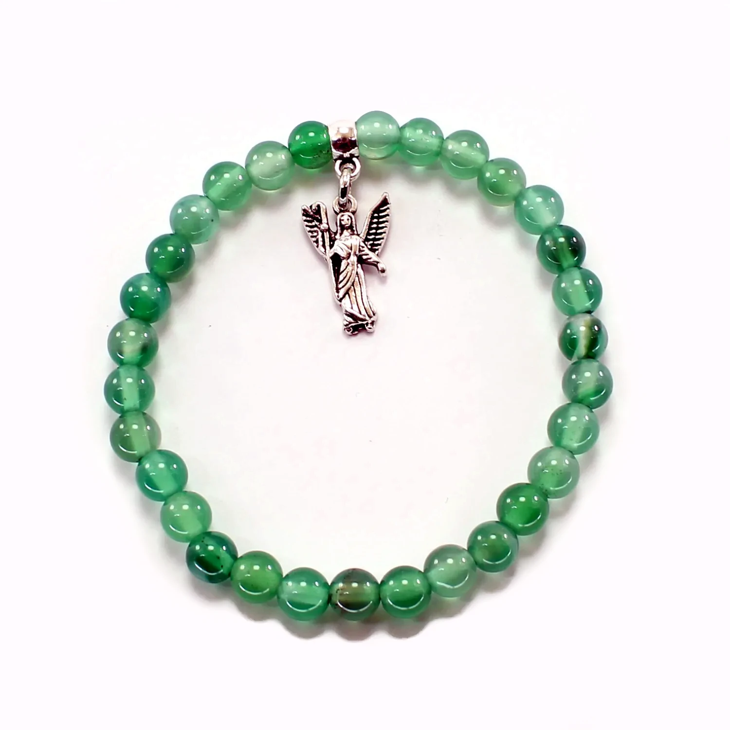 Pulsera ágata verde con san Rafael