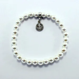 Pulsera elástica de concha perla charm