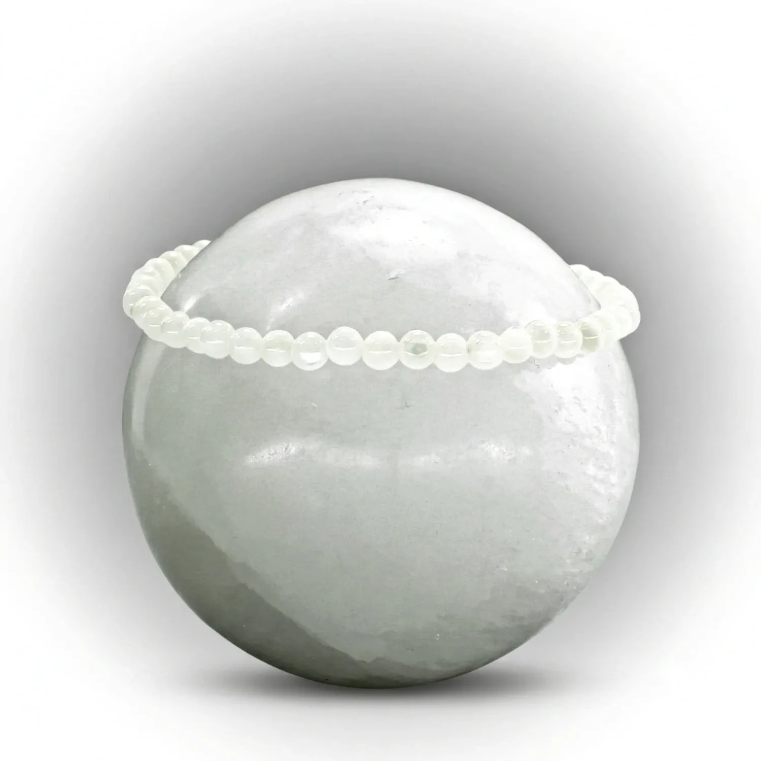 Pulsera elástica de concha perla blanca 4mm