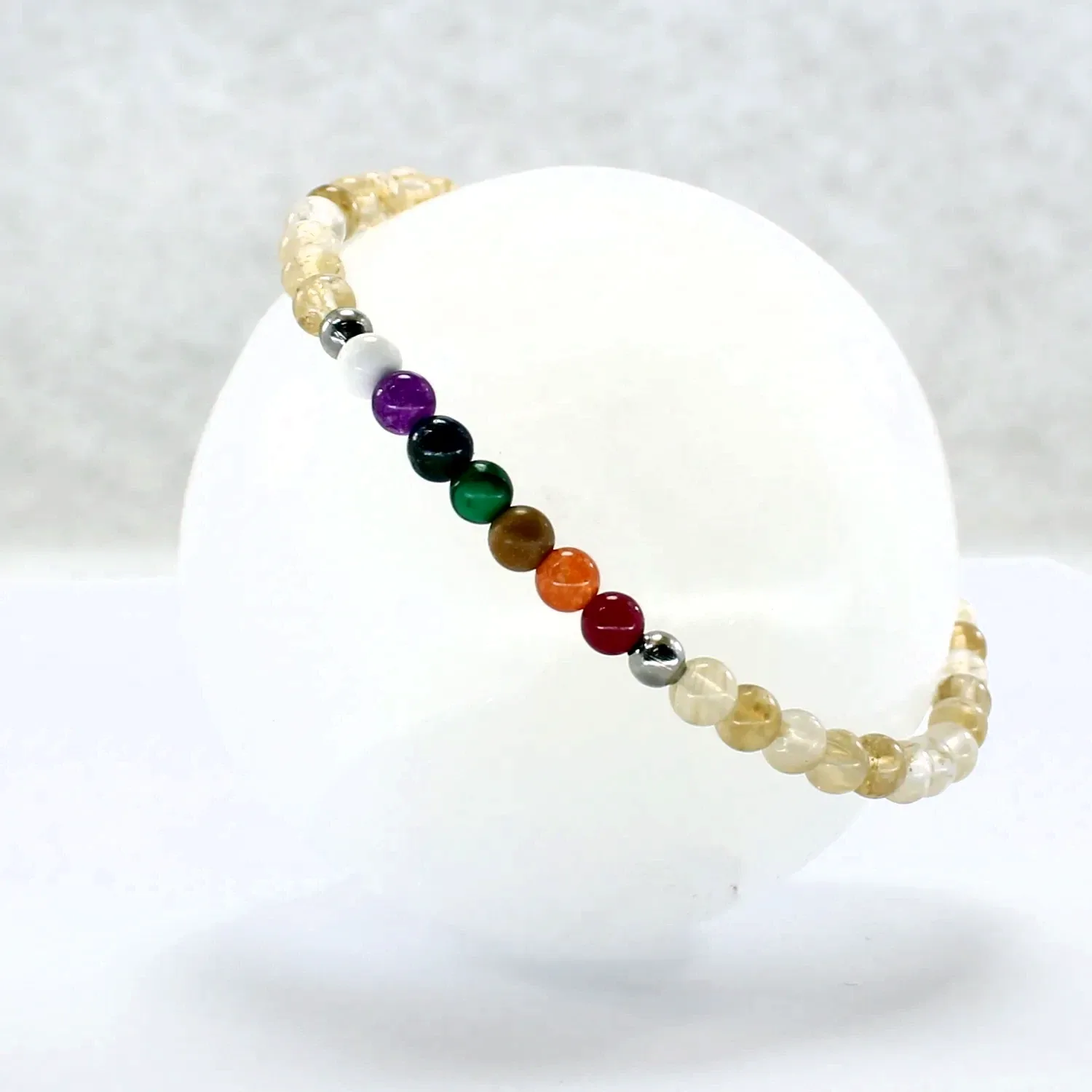 Pulsera cuarzo amarillo chakras hombre