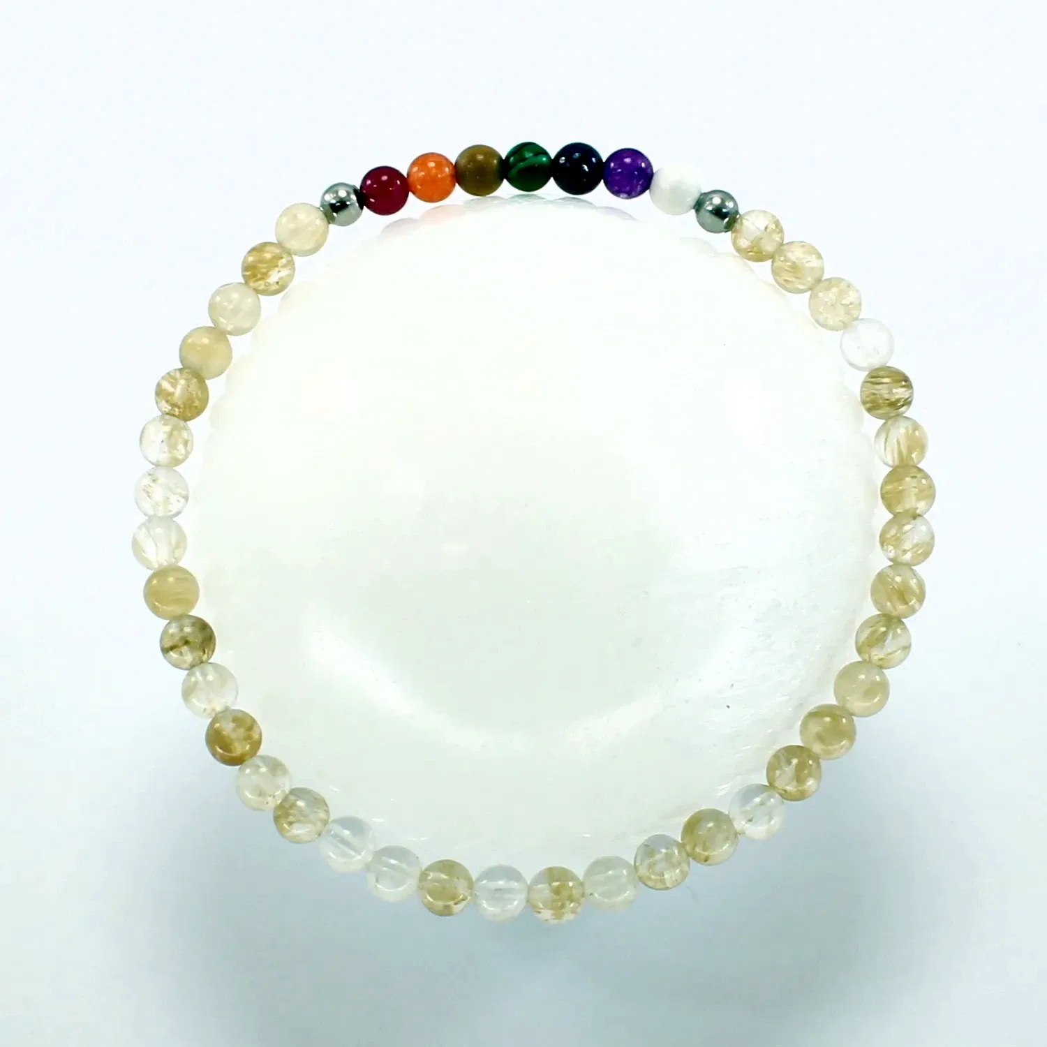 Pulsera cuarzo amarillo chakras hombre